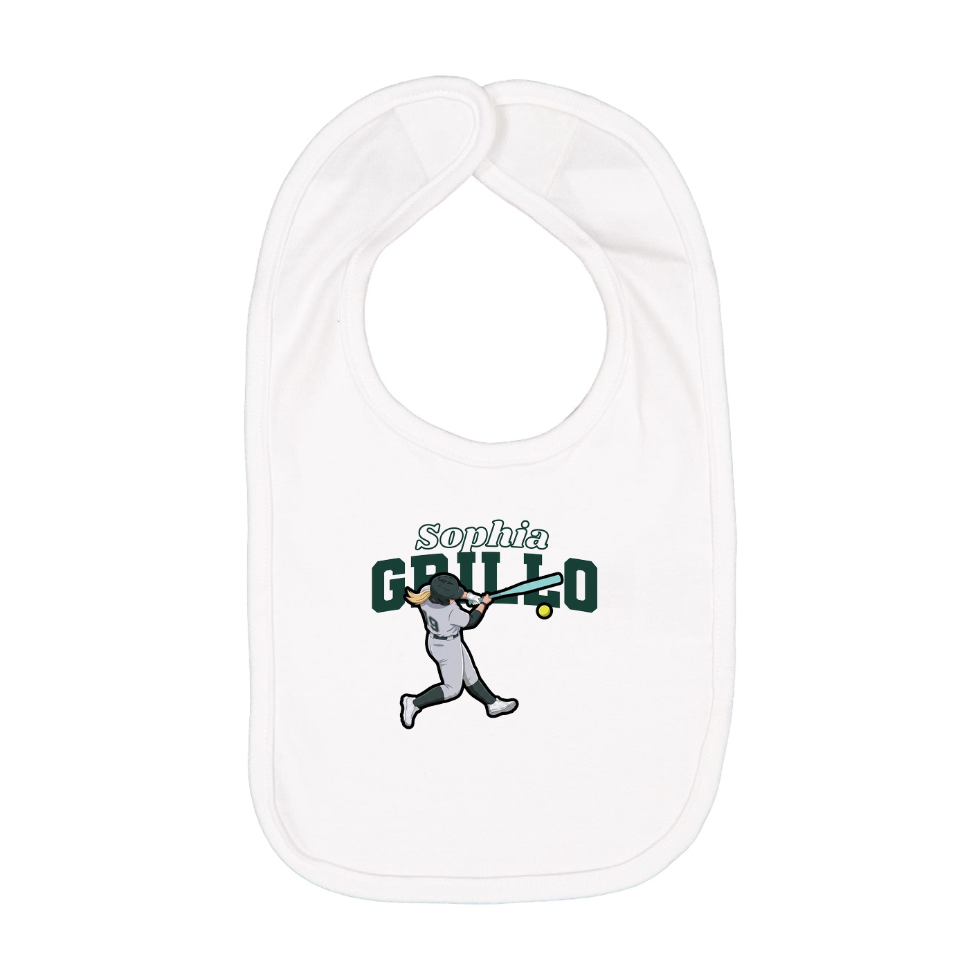 Infant Bib — Name Arch in White