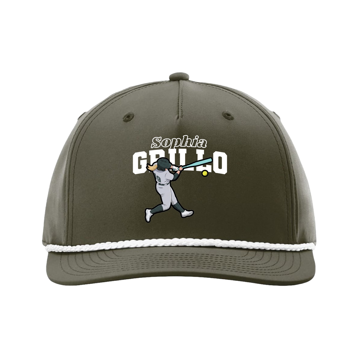 Five-Panel Classic Rope Cap — Name Arch in Green