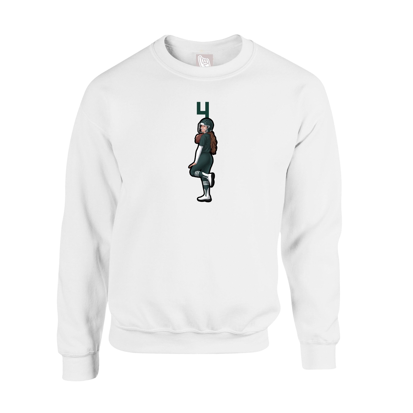 Fleece Crew — Number Top in White