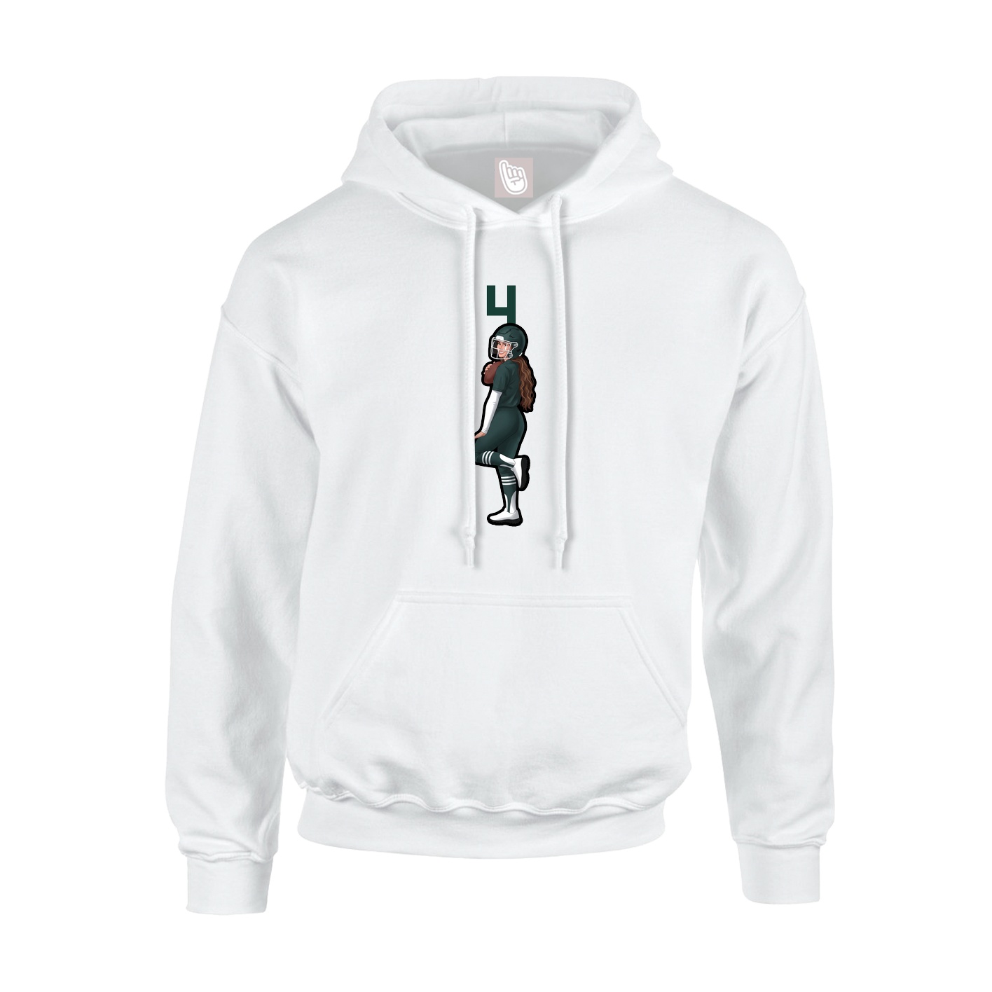 Youth Hoodie — Number Top in White