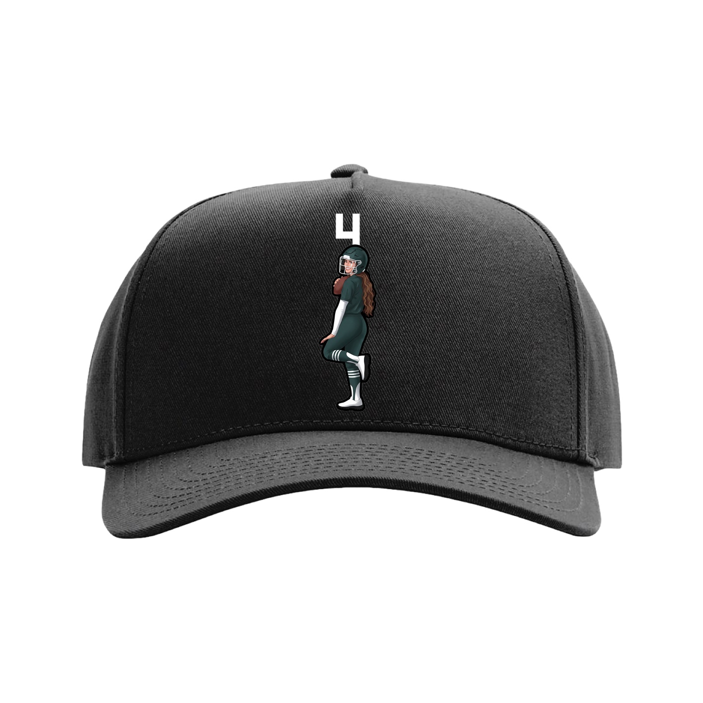 Full Fabric Five-Panel Champ Cap — Number Top in Black
