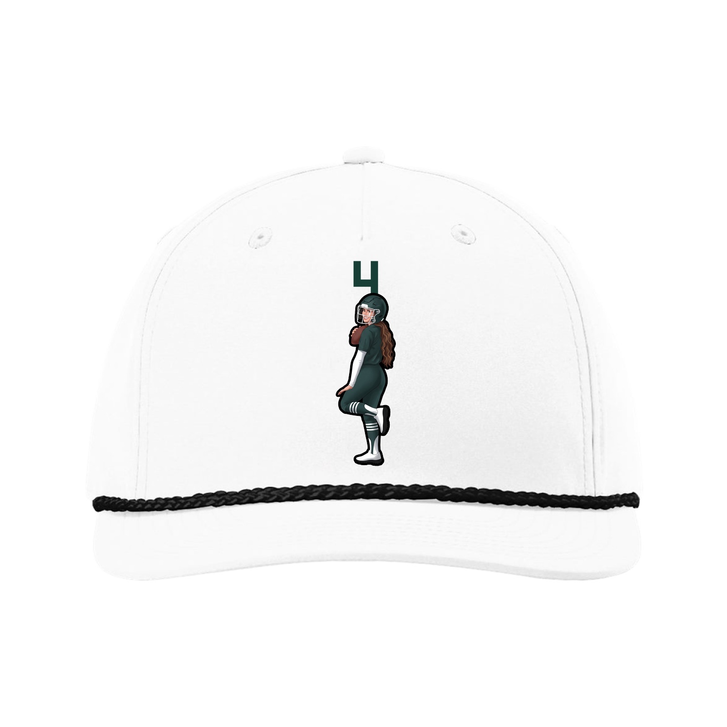 Five-Panel Classic Rope Cap — Number Top in White