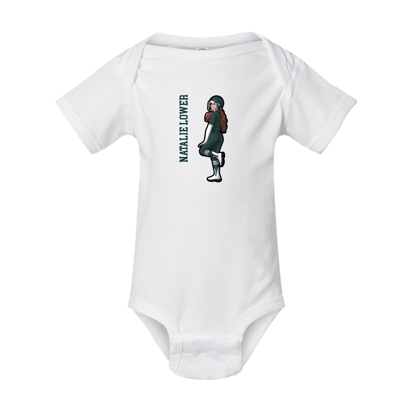 Baby Onesie — Name Vertical in White