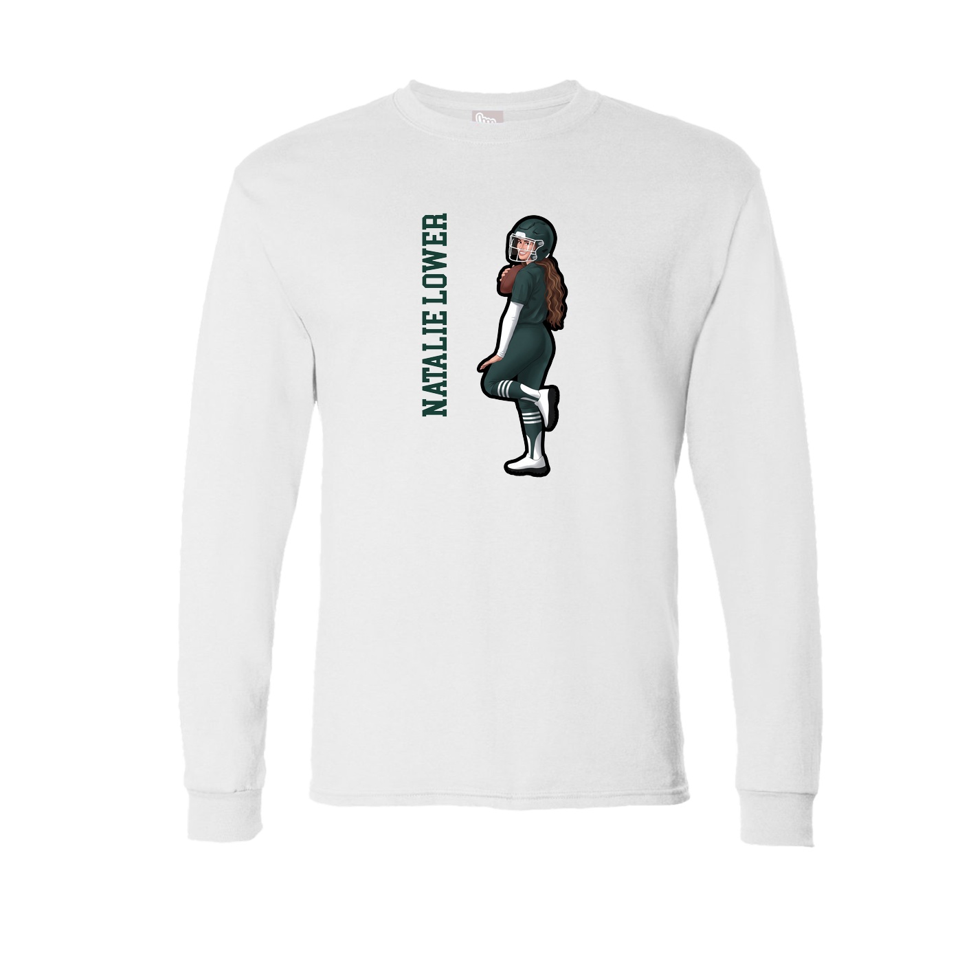 Long Sleeve Tee — Name Vertical in White