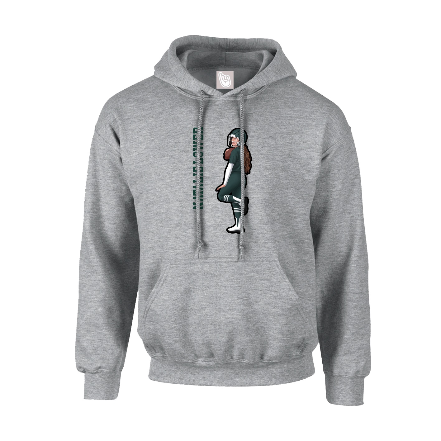 Hoodie — Name Vertical in Grey