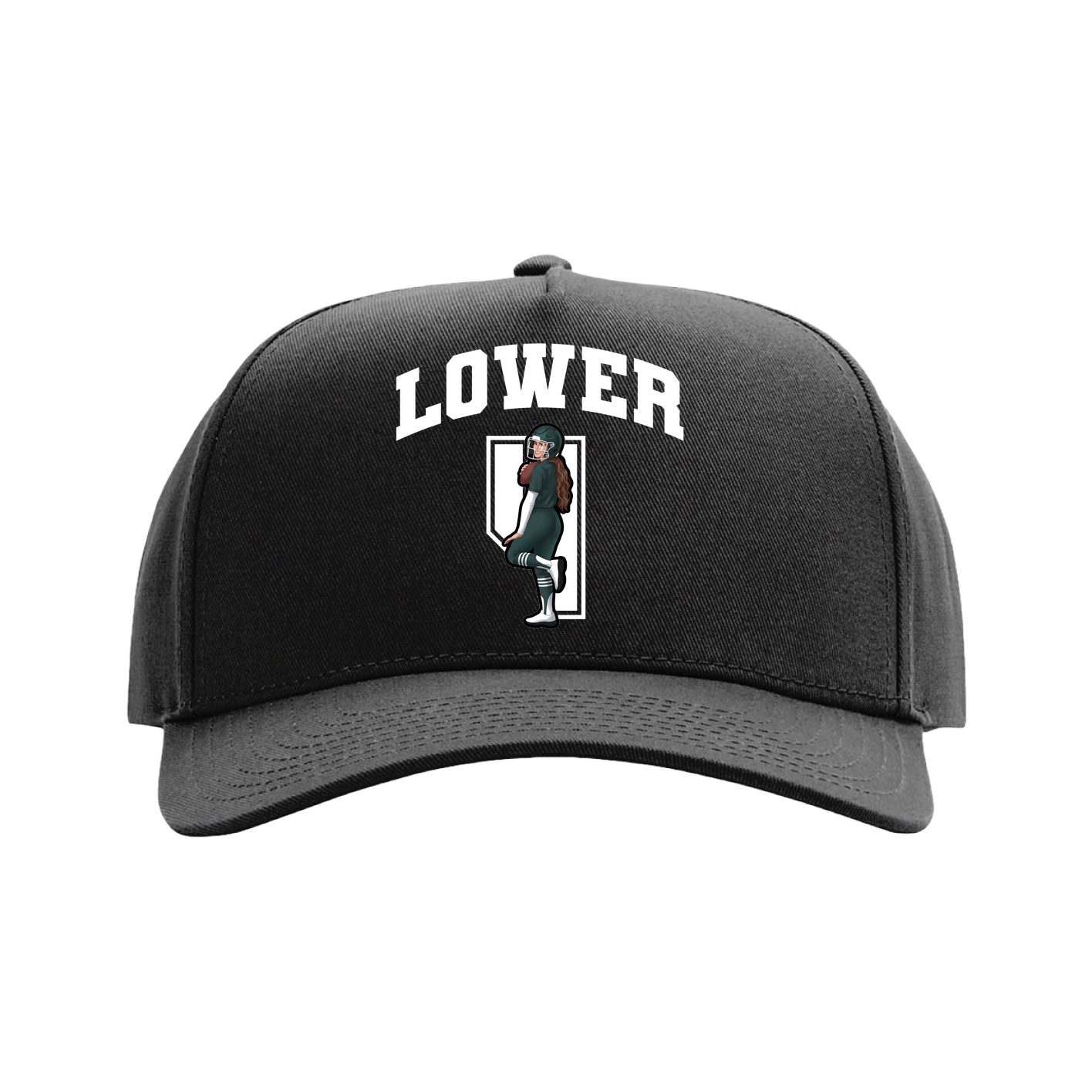 Full Fabric Five-Panel Champ Cap — Number in Black