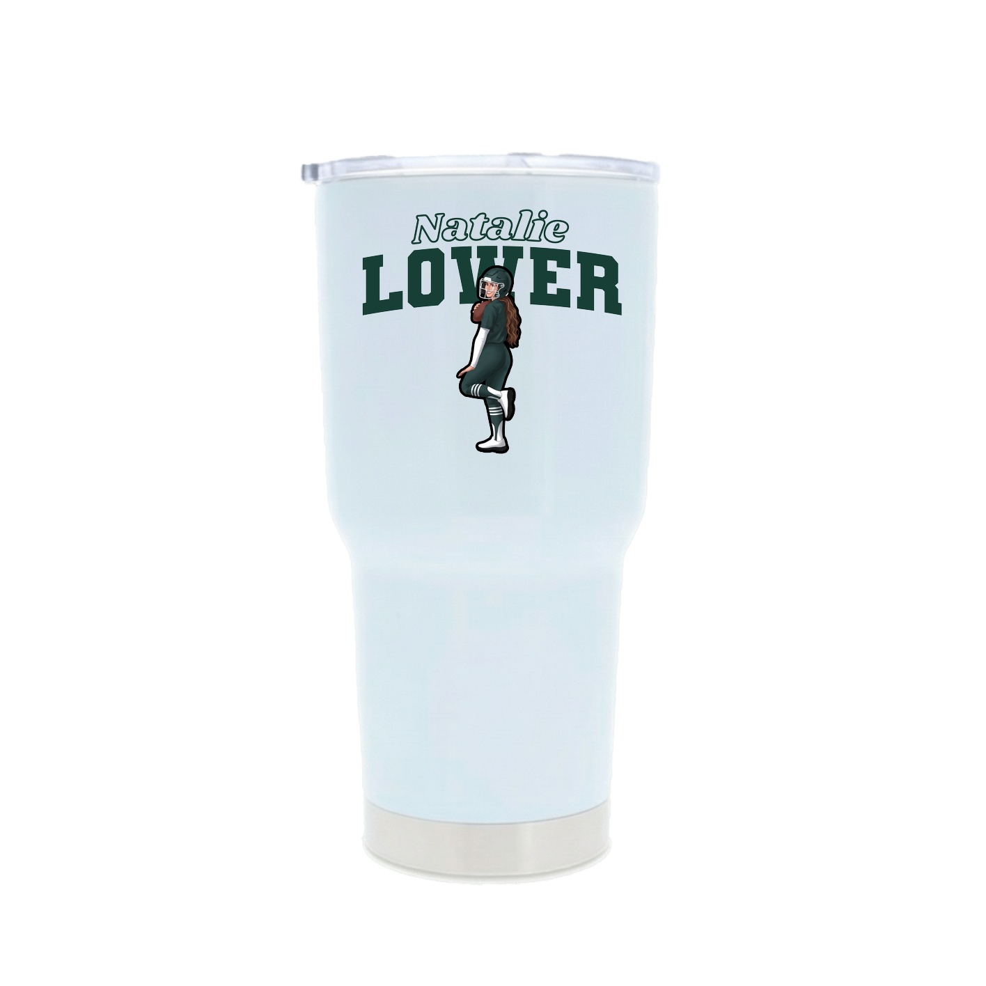 30oz Stainless Steel Tumbler — Name Arch in White