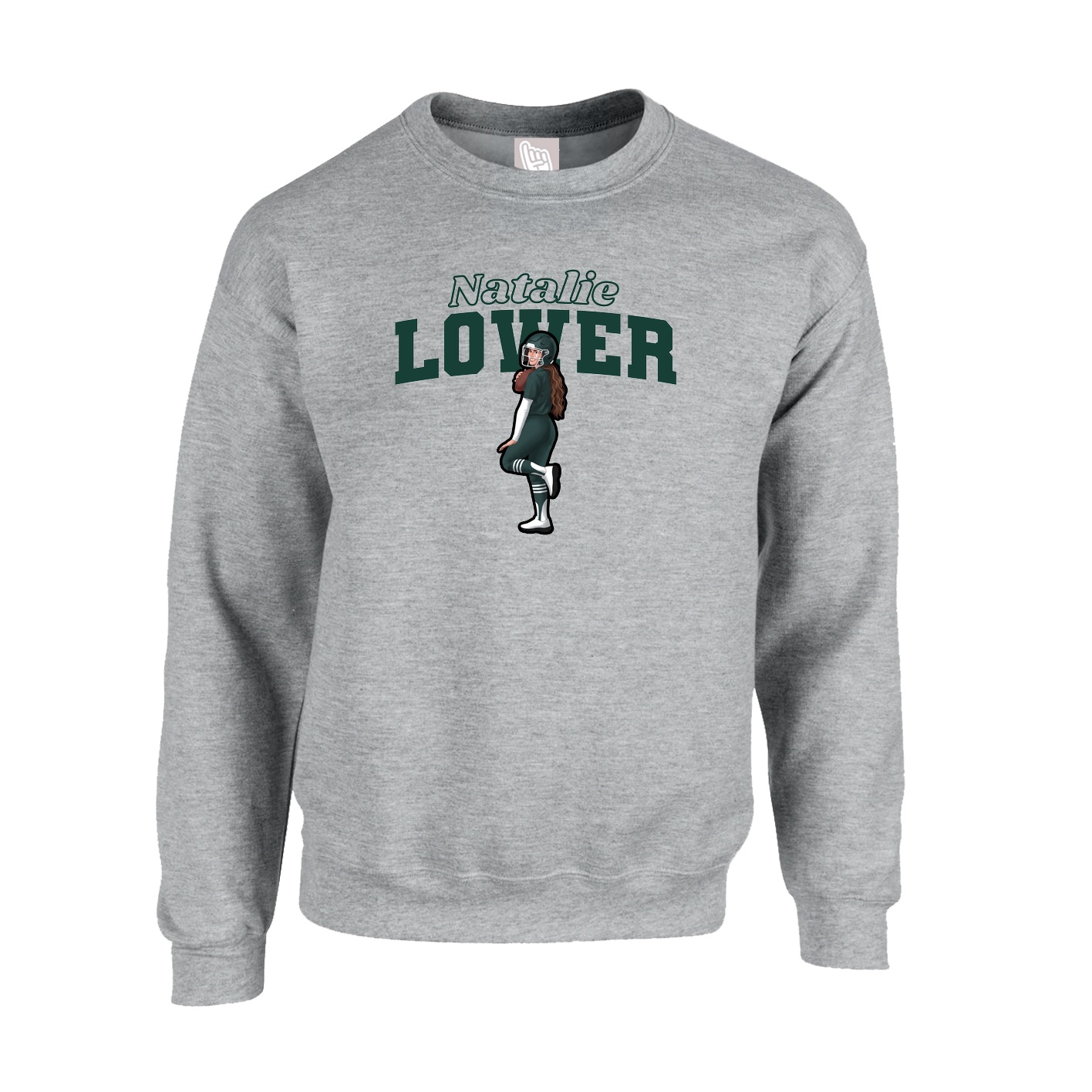 Fleece Crew — Name Arch in Grey