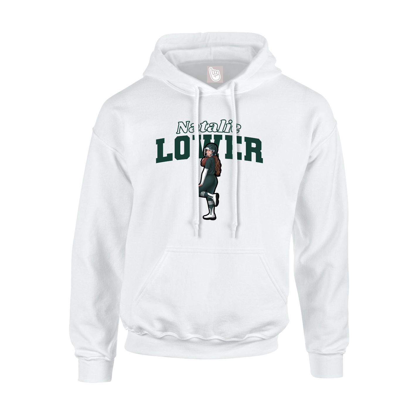 Youth Hoodie — Name Arch in White