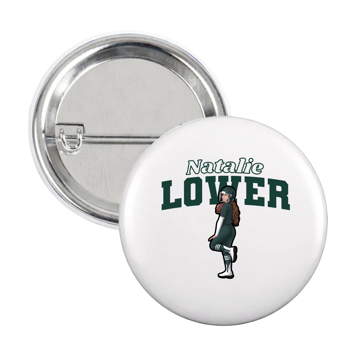 Game Day Button — Name Arch in White