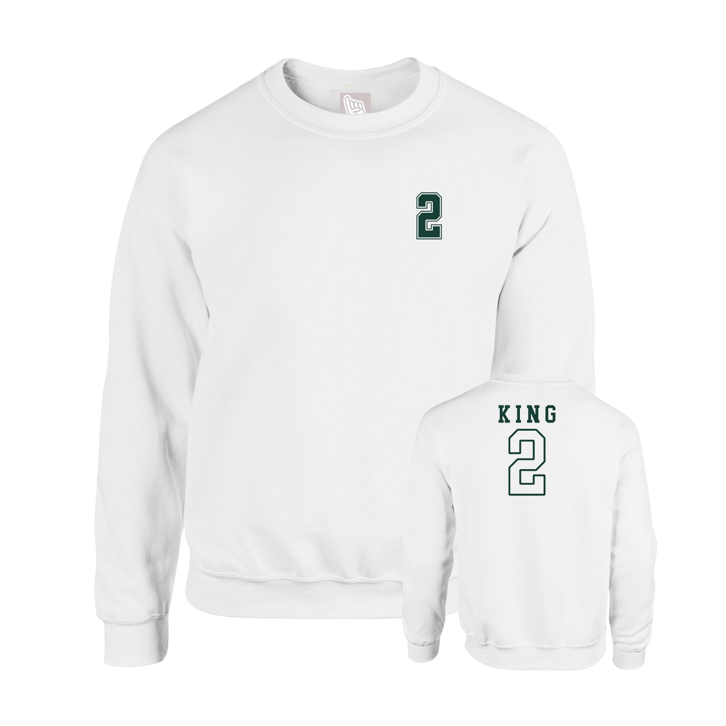 Fleece Crew — Chest Back in White