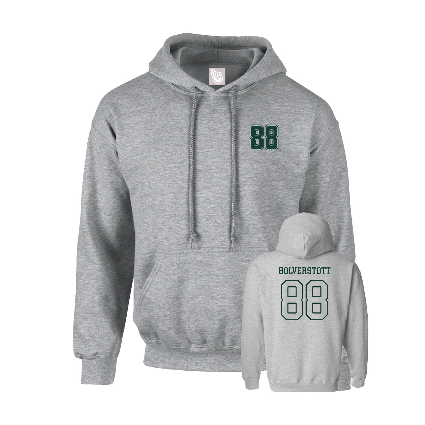 Youth Hoodie — Chest Back in Grey