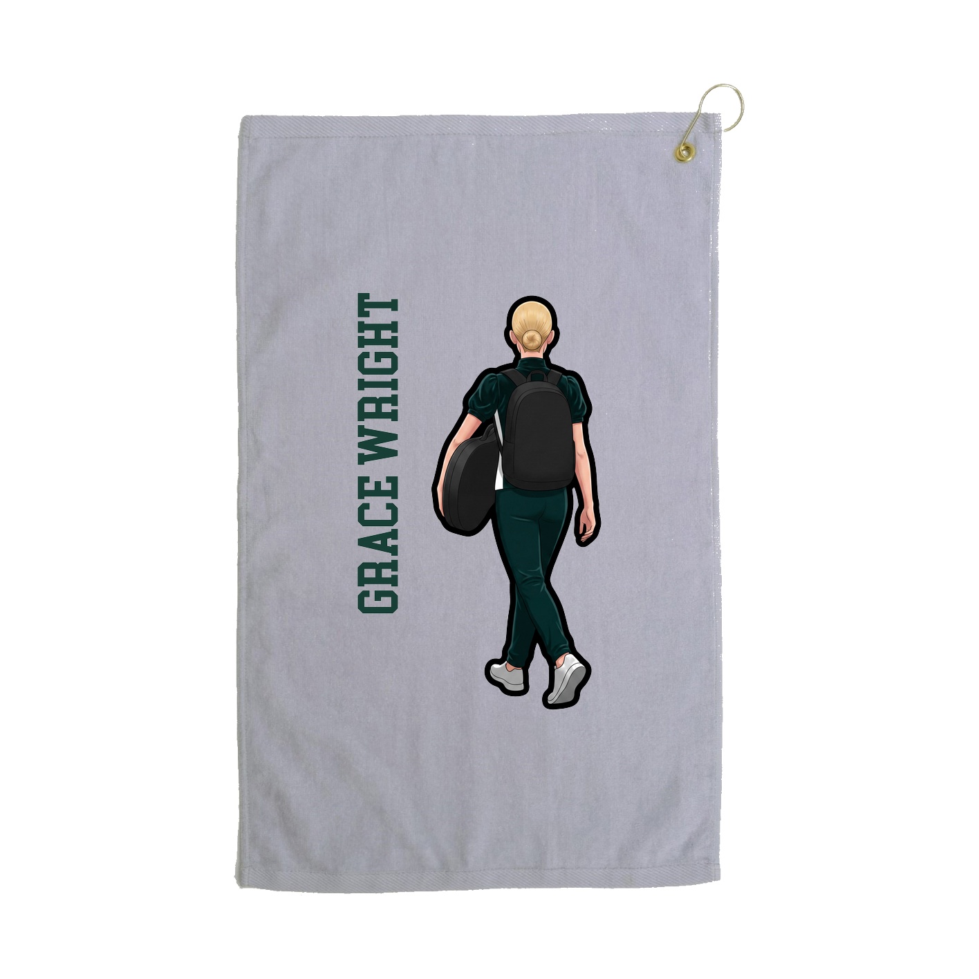 Golf Towel — Name Vertical in Grey