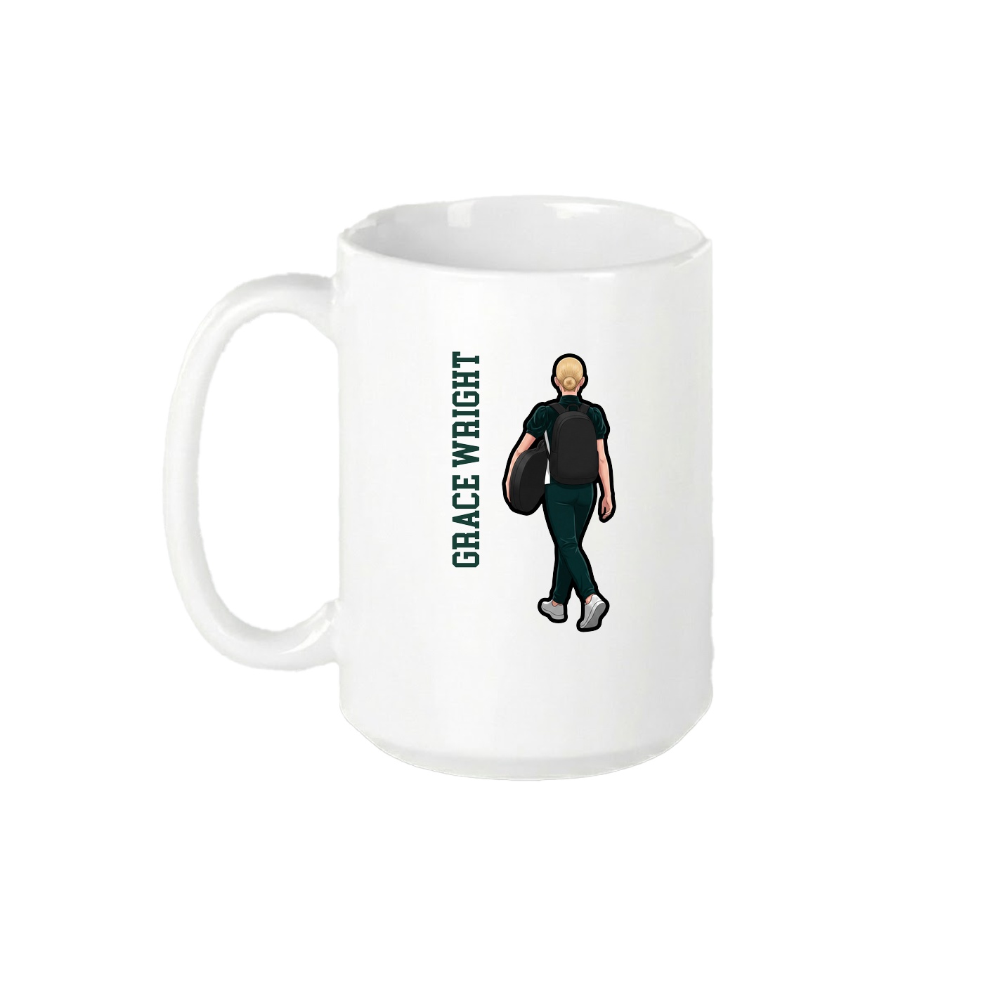15oz Coffee Mug — Name Vertical in White