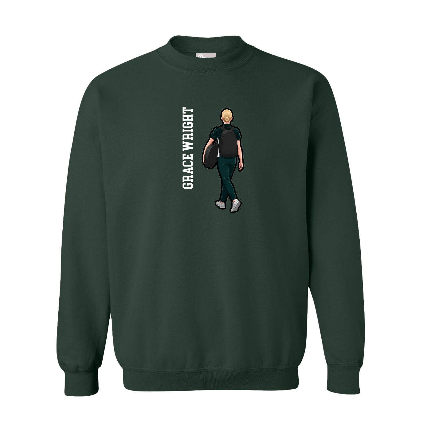 Fleece Crew — Name Vertical in Green