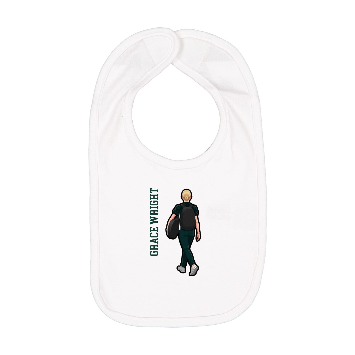 Infant Bib — Name Vertical in White