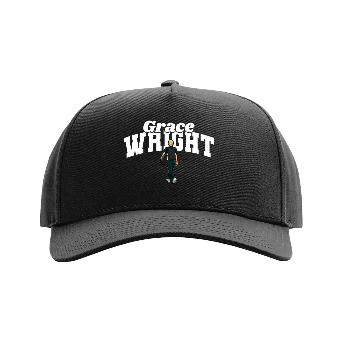Full Fabric Five-Panel Champ Cap — Signature Arch in Black
