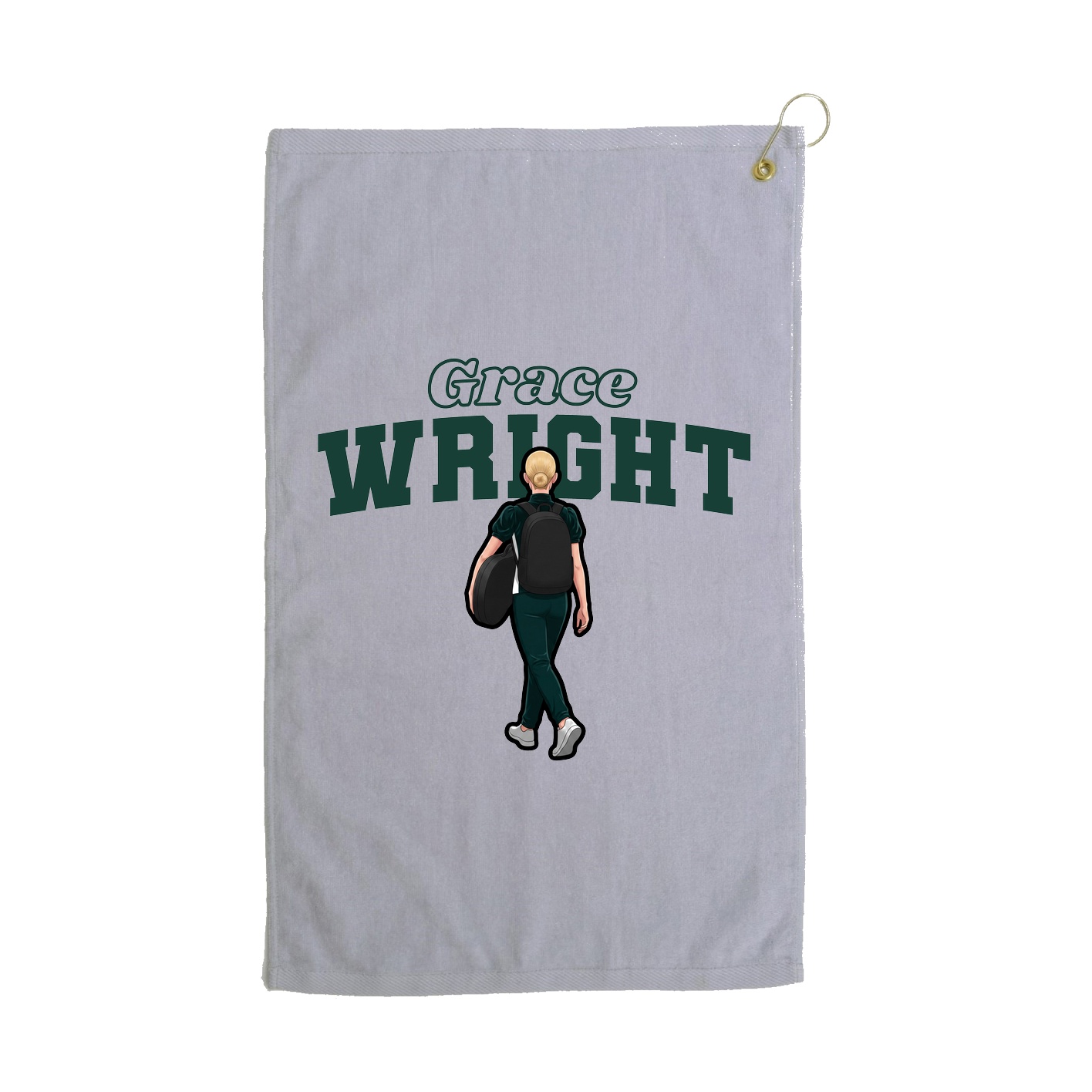 Golf Towel — Name Arch in Grey