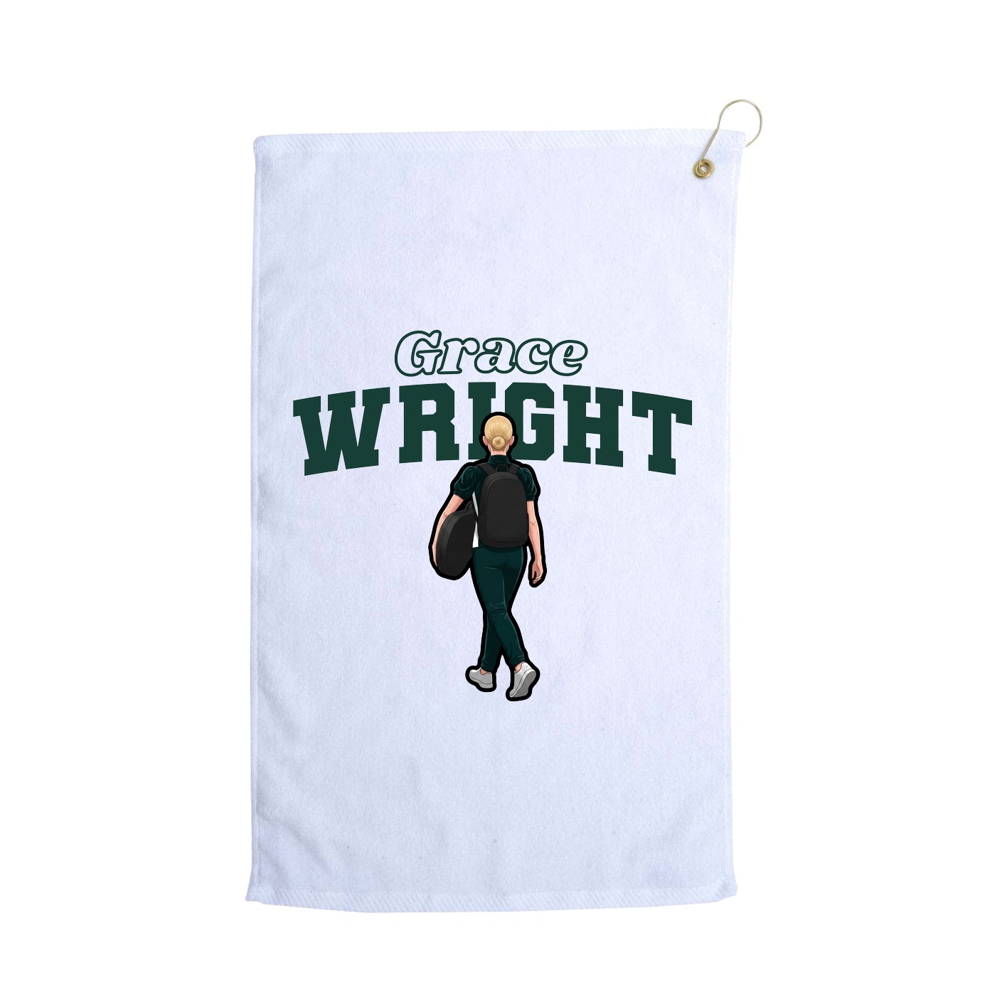 Golf Towel — Name Arch in White