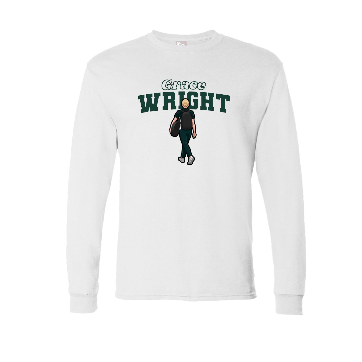 Long Sleeve Tee — Name Arch in White