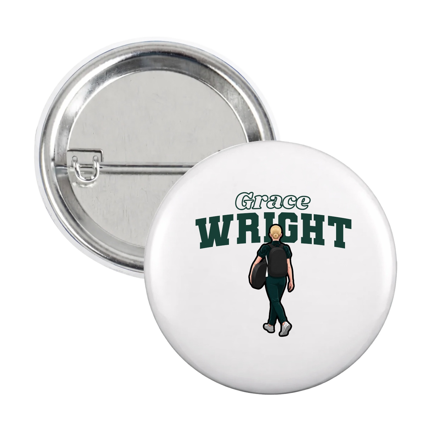 Game Day Button — Name Arch in White
