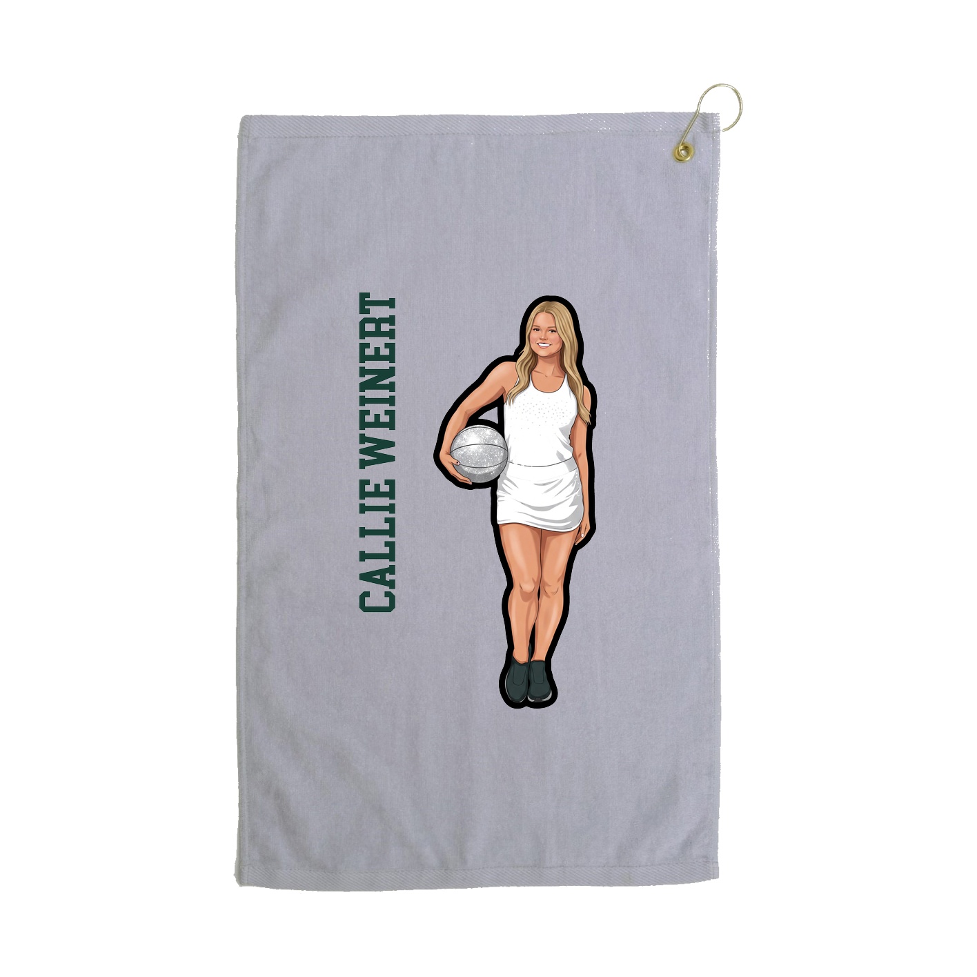 Golf Towel — Name Vertical in Grey