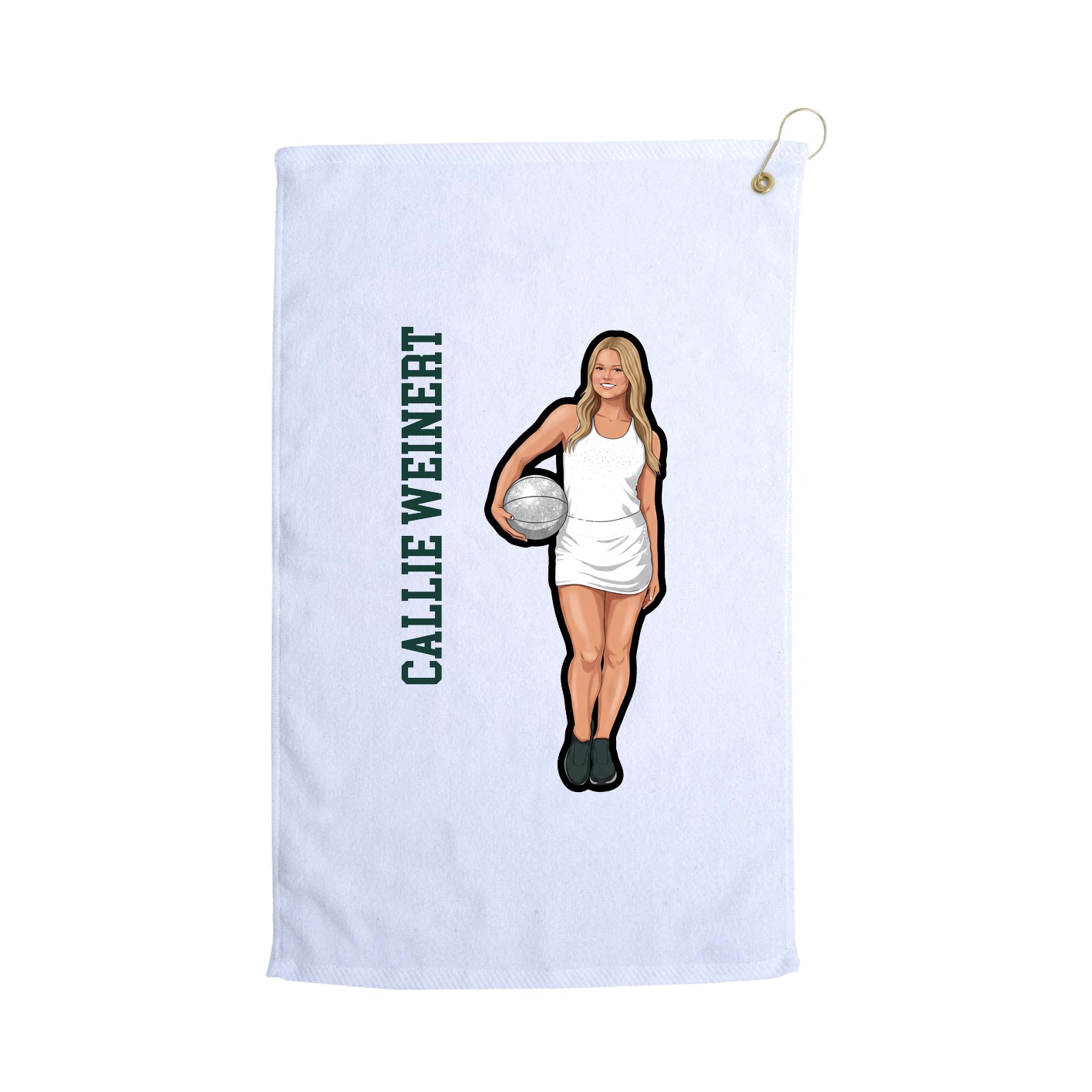 Golf Towel — Name Vertical in White