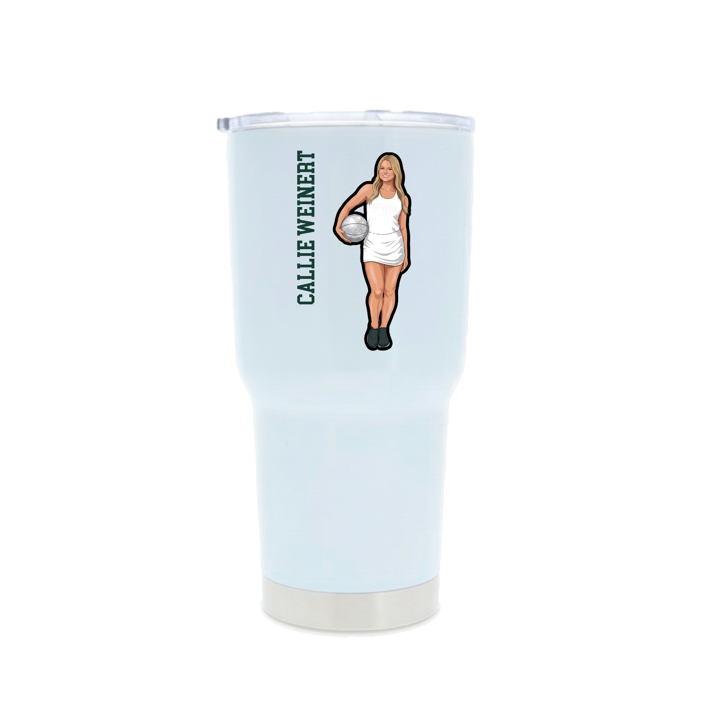 30oz Stainless Steel Tumbler — Name Vertical in White