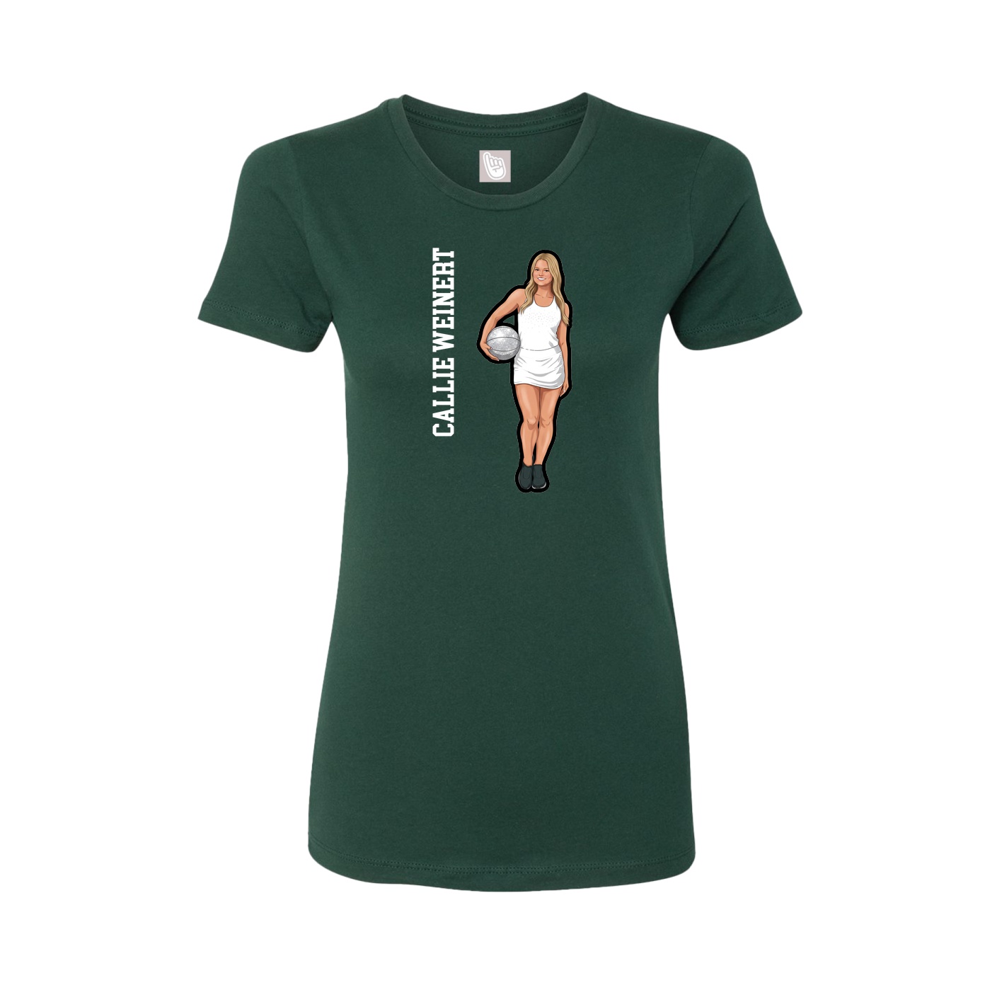Fitted Women's Tee — Name Vertical in Green