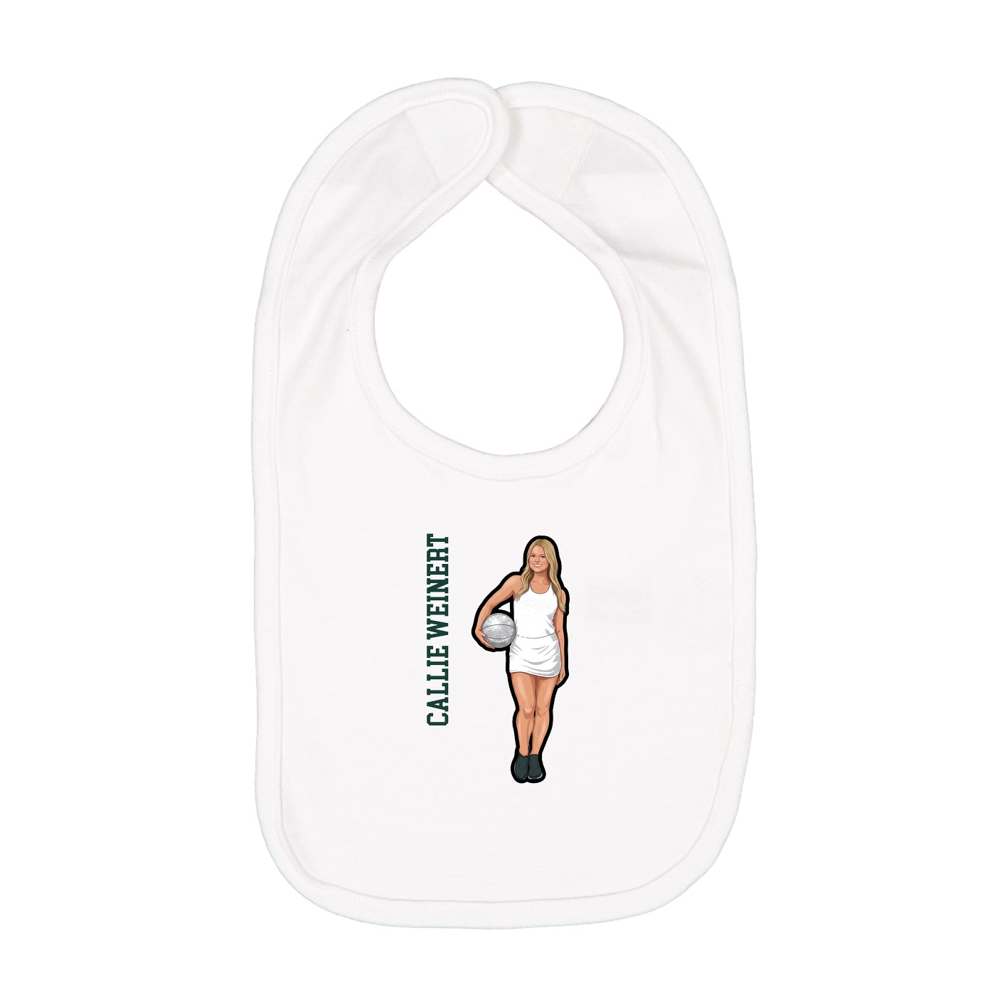 Infant Bib — Name Vertical in White
