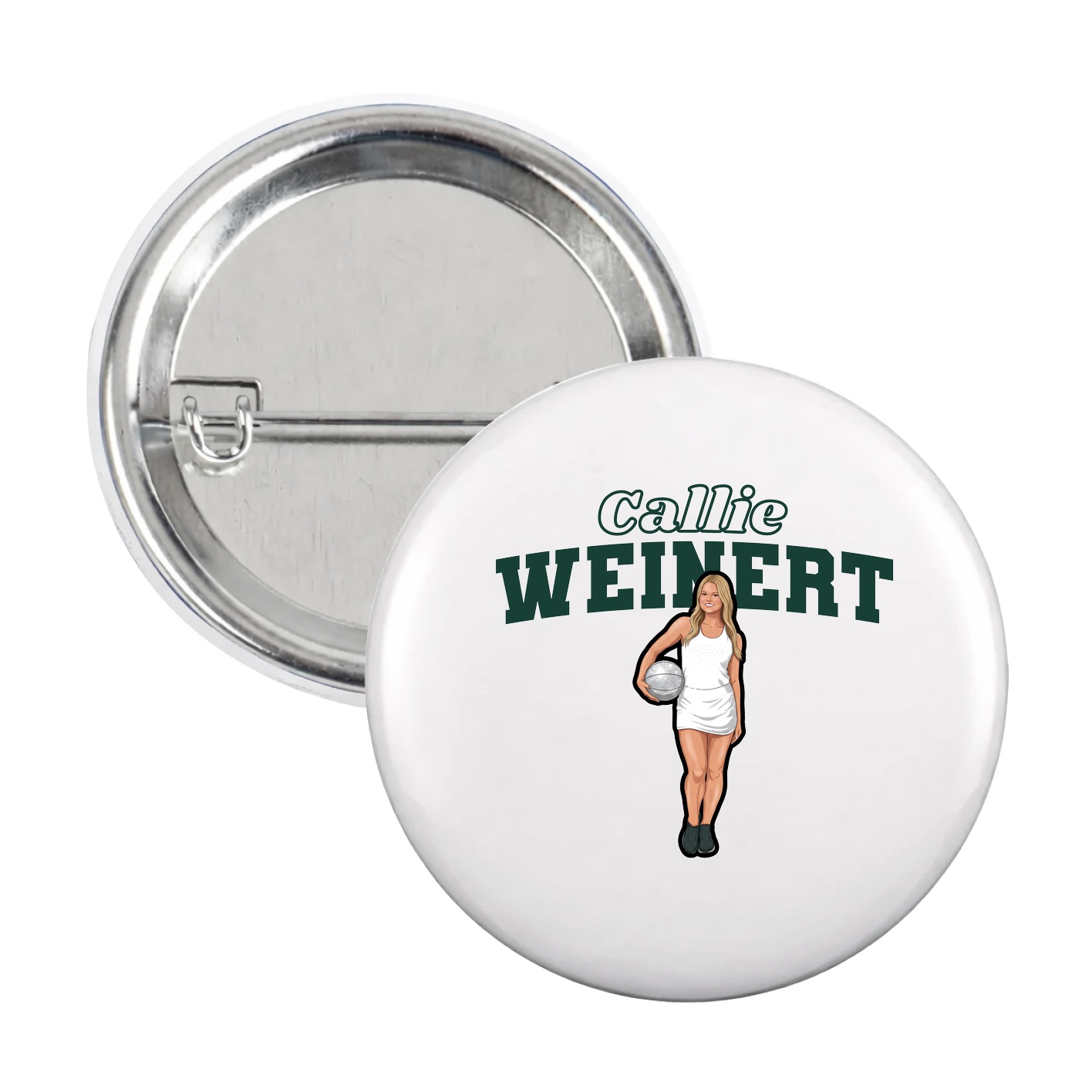 Game Day Button — Name Arch in White