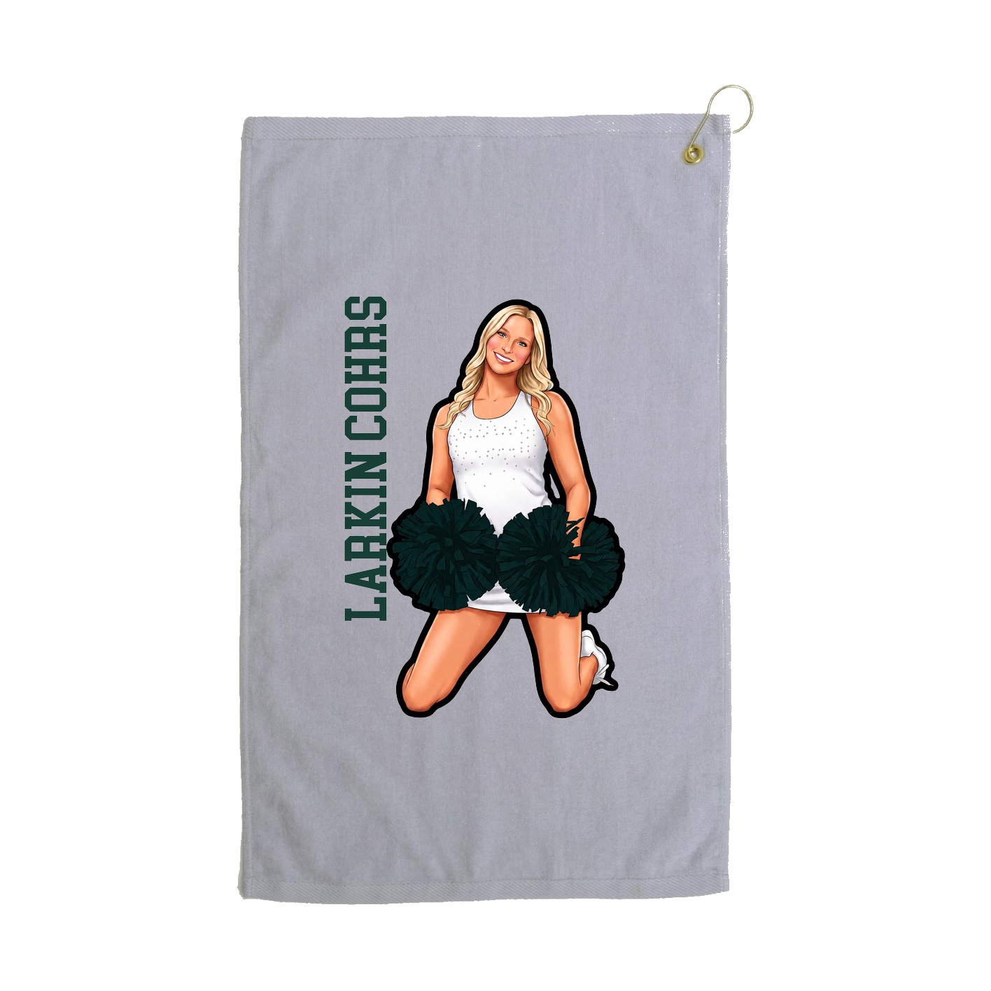 Golf Towel — Name Vertical in Grey