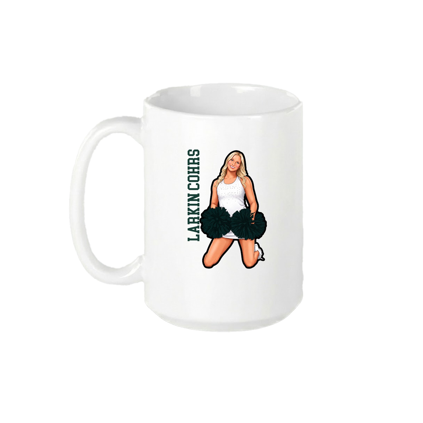 15oz Coffee Mug — Name Vertical in White