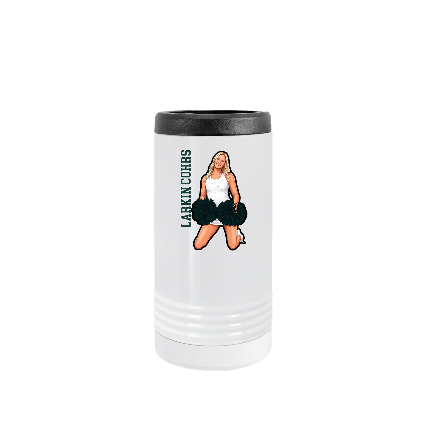 Slim Beverage Holder — Name Vertical in White
