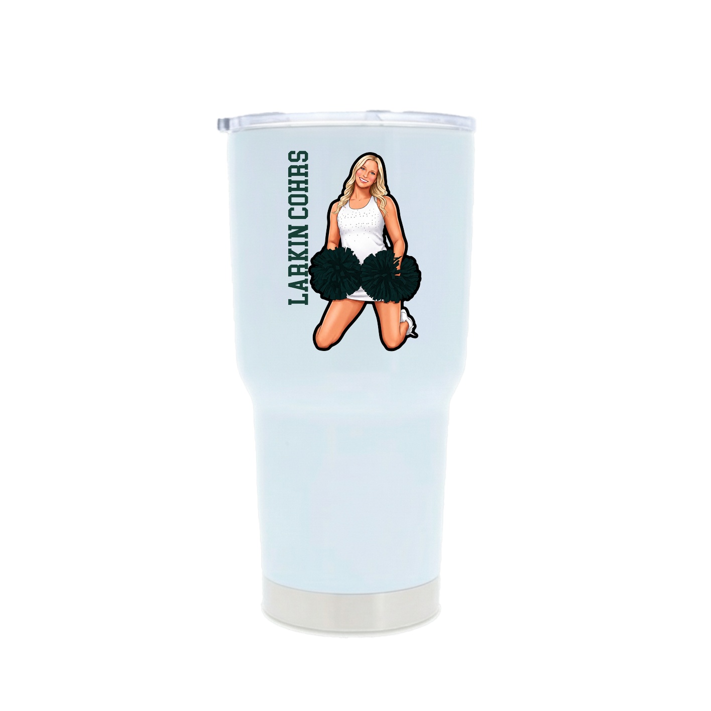 30oz Stainless Steel Tumbler — Name Vertical in White