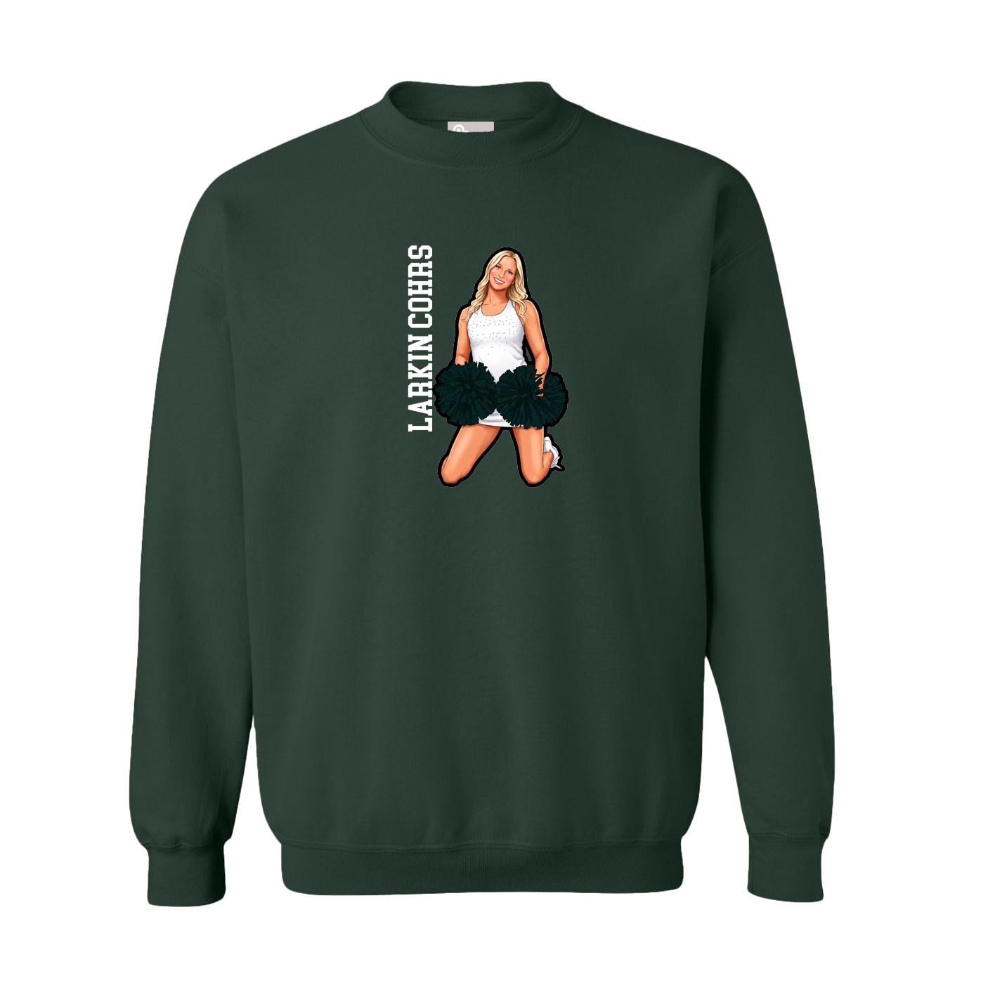 Fleece Crew — Name Vertical in Green