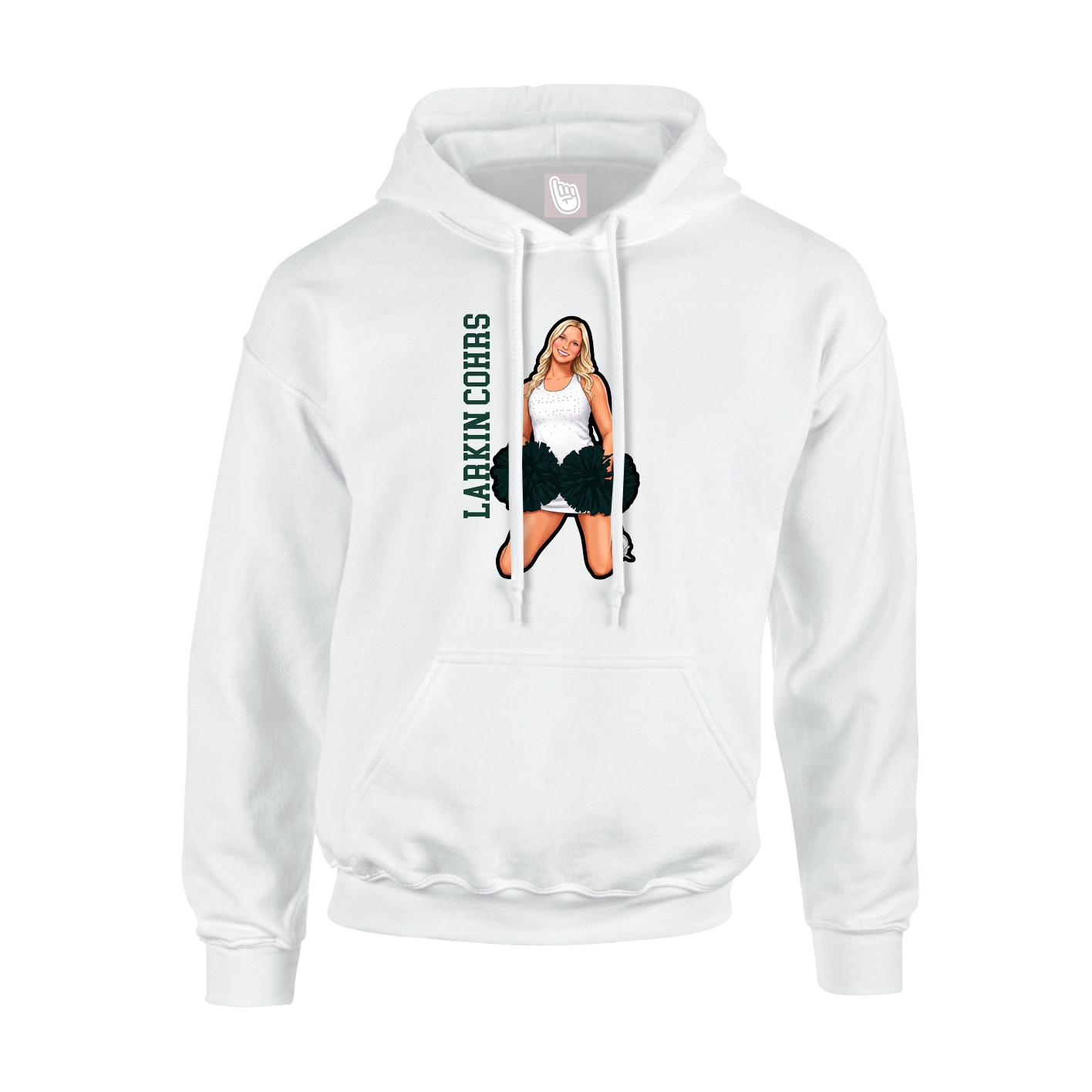 Youth Hoodie — Name Vertical in White