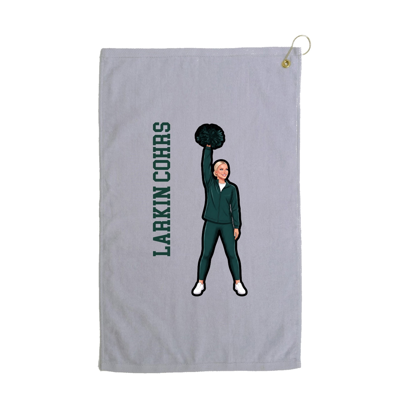 Golf Towel — Name Vertical in Grey