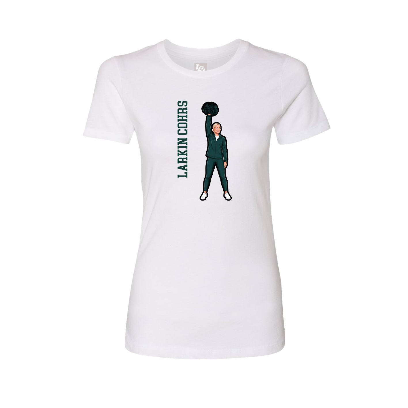 Fitted Women's Tee — Name Vertical in White