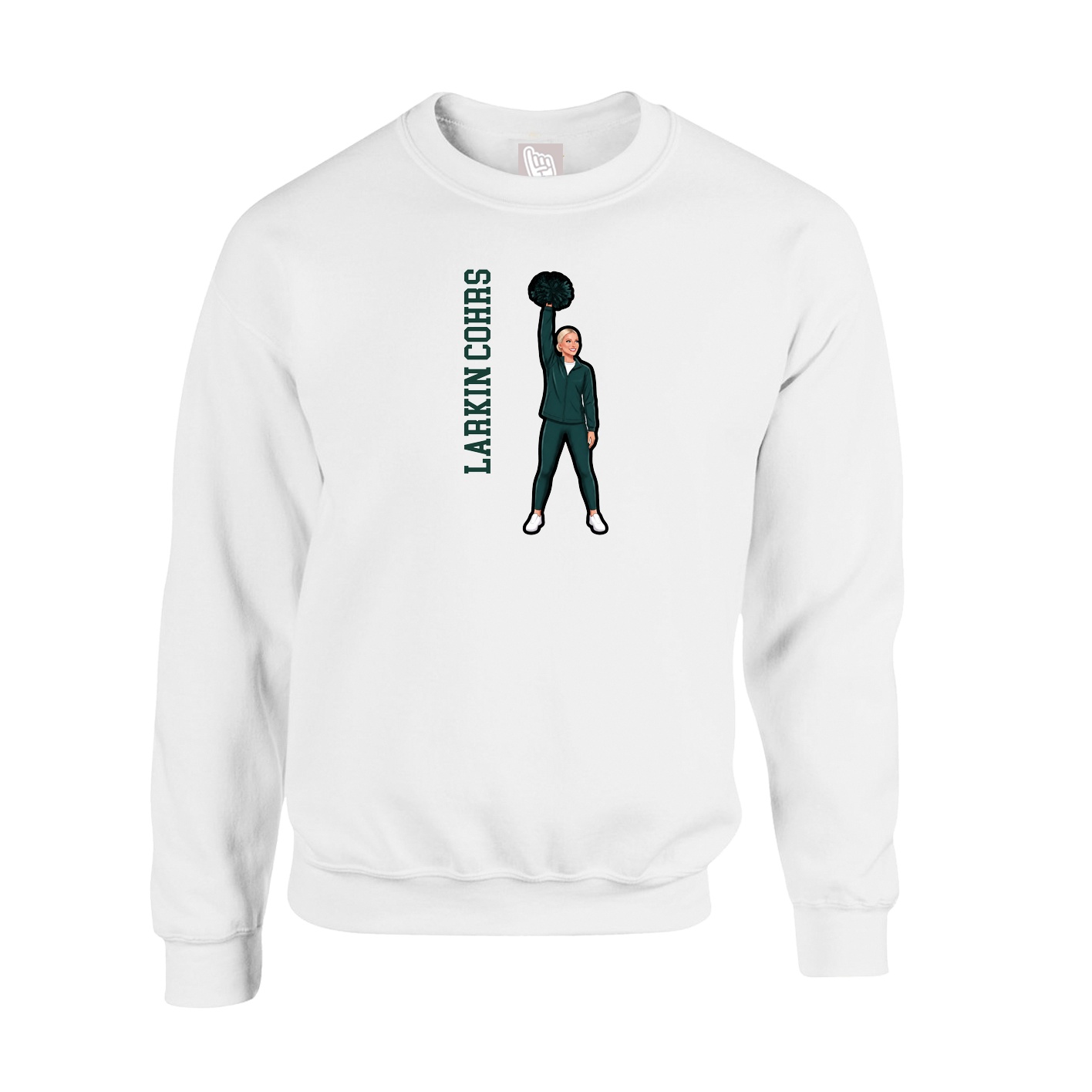 Fleece Crew — Name Vertical in White