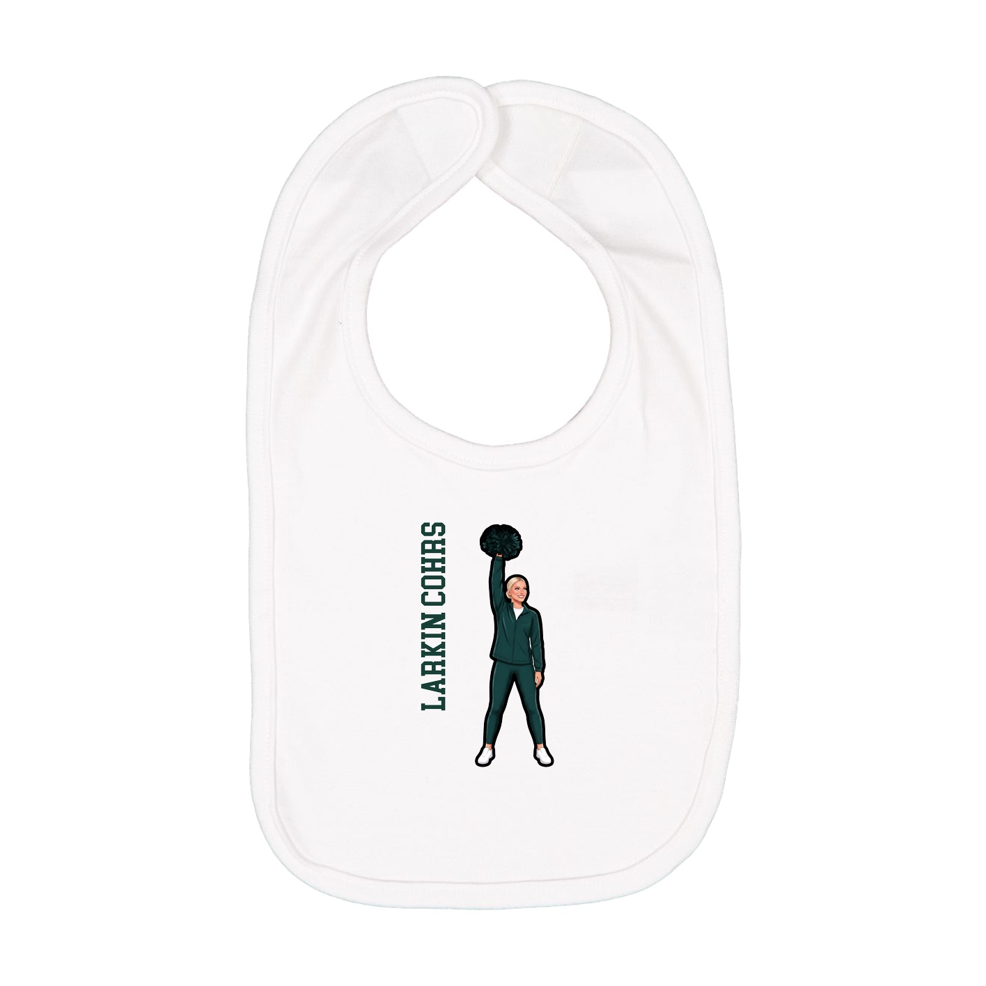 Infant Bib — Name Vertical in White