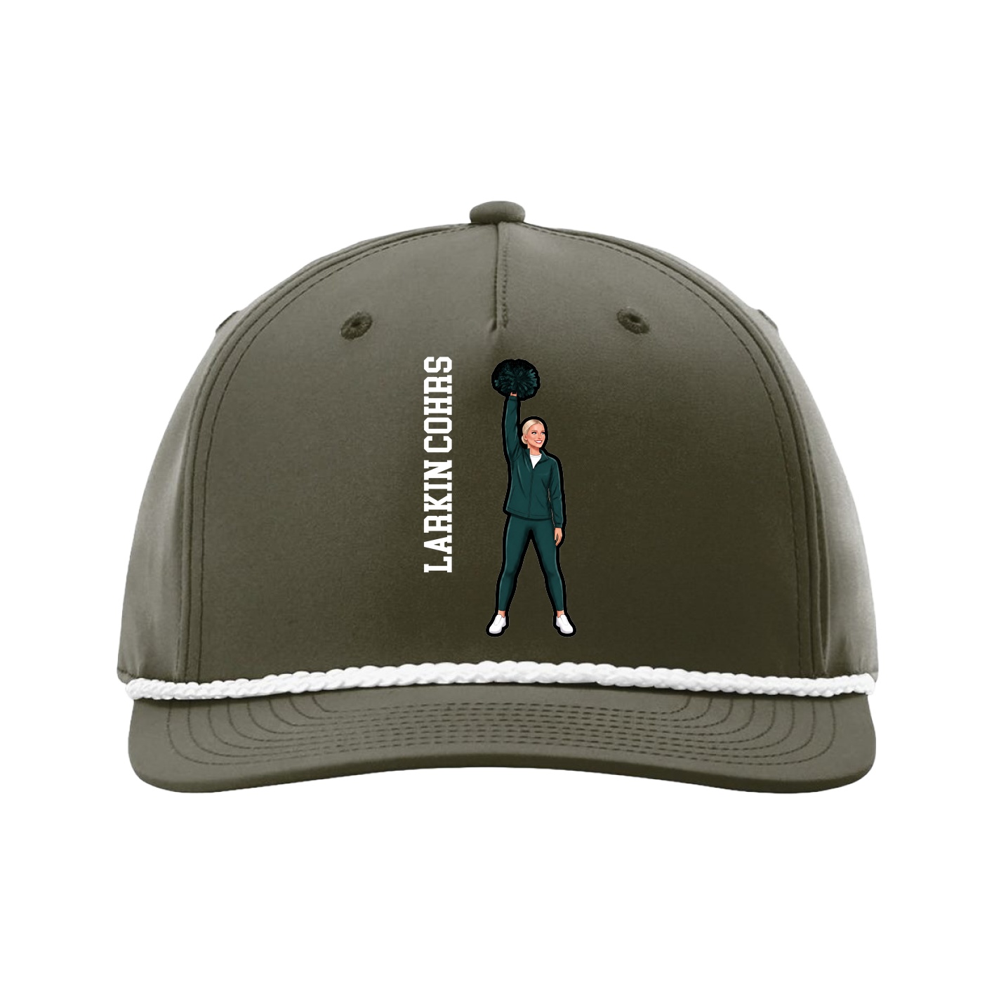 Five-Panel Classic Rope Cap — Name Vertical in Green