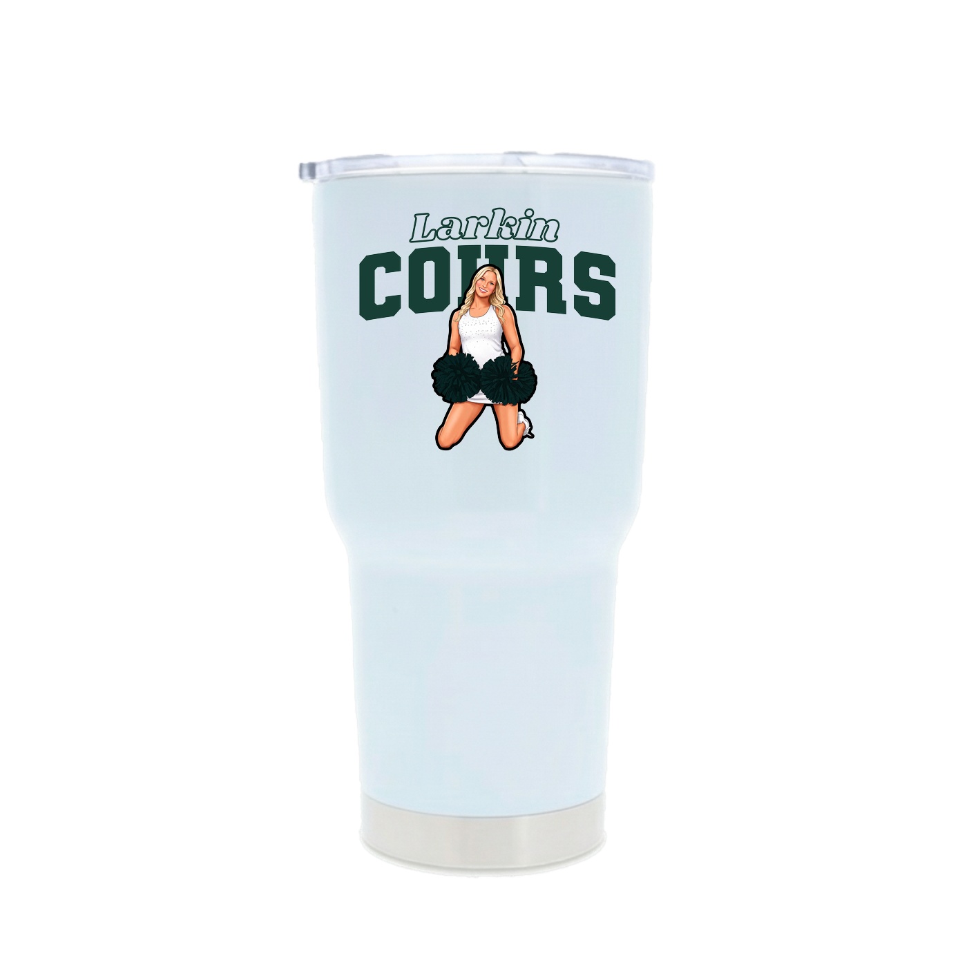 30oz Stainless Steel Tumbler — Name Arch in White