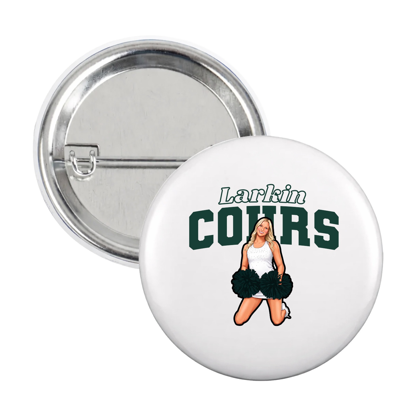 Game Day Button — Name Arch in White