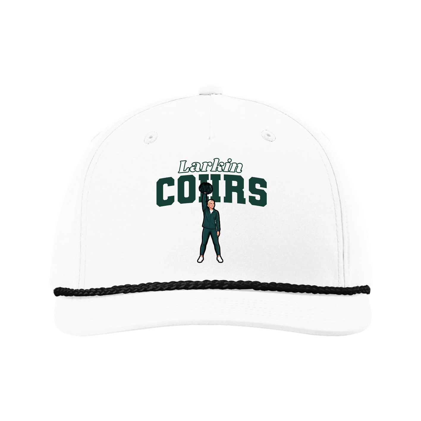 Five-Panel Classic Rope Cap — Name Arch in White