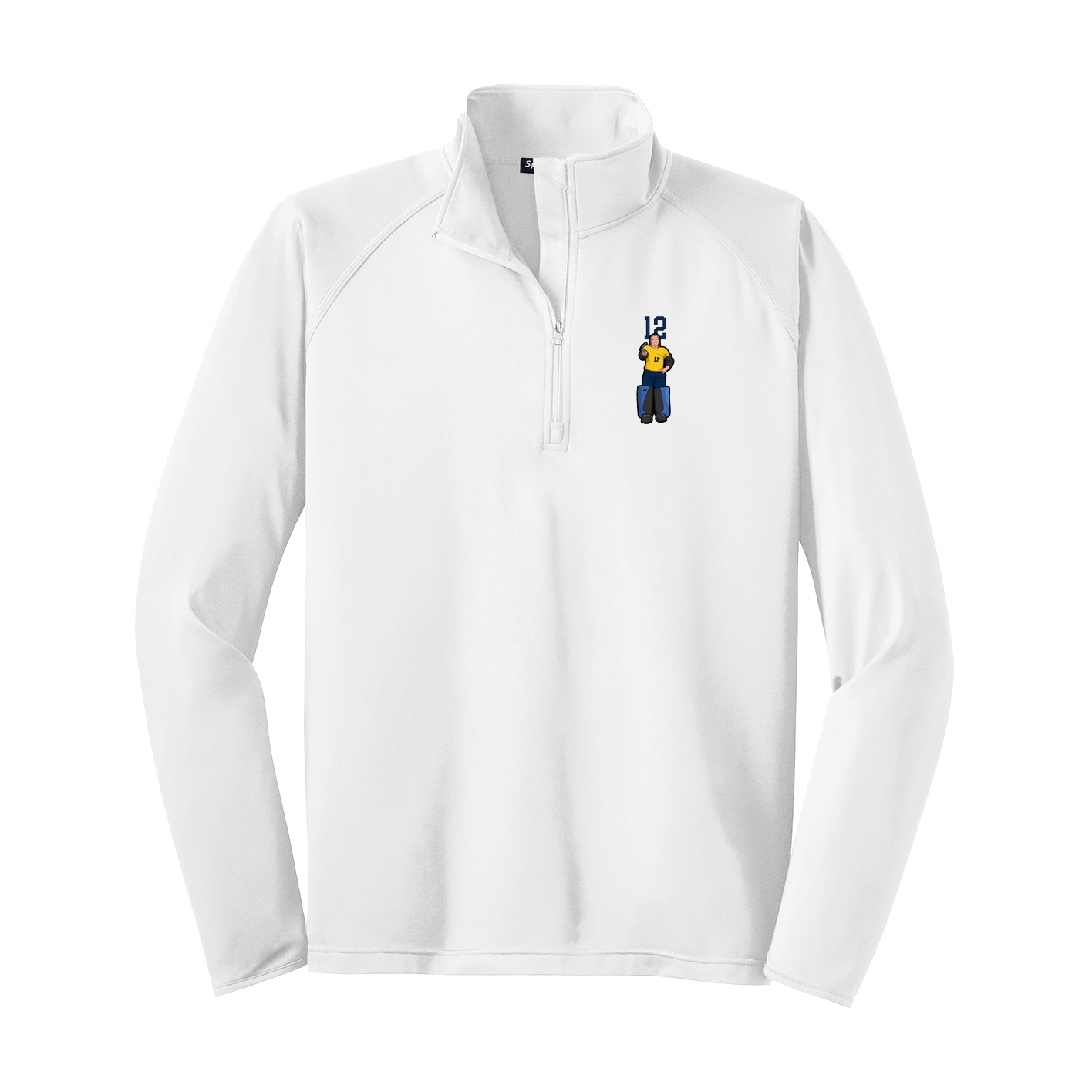 Q-Zip Pullover — Number Top in White