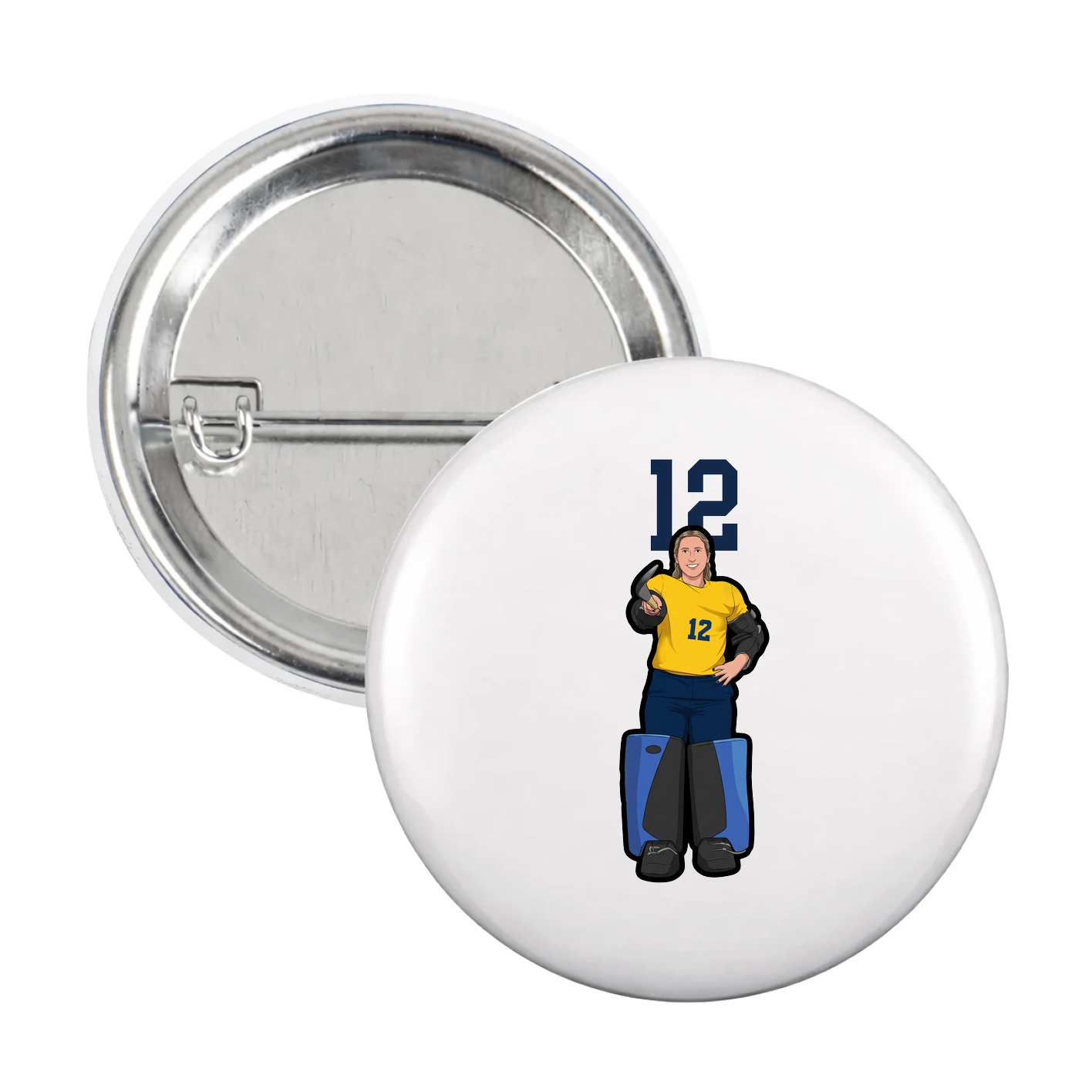 Game Day Button — Number Top in White
