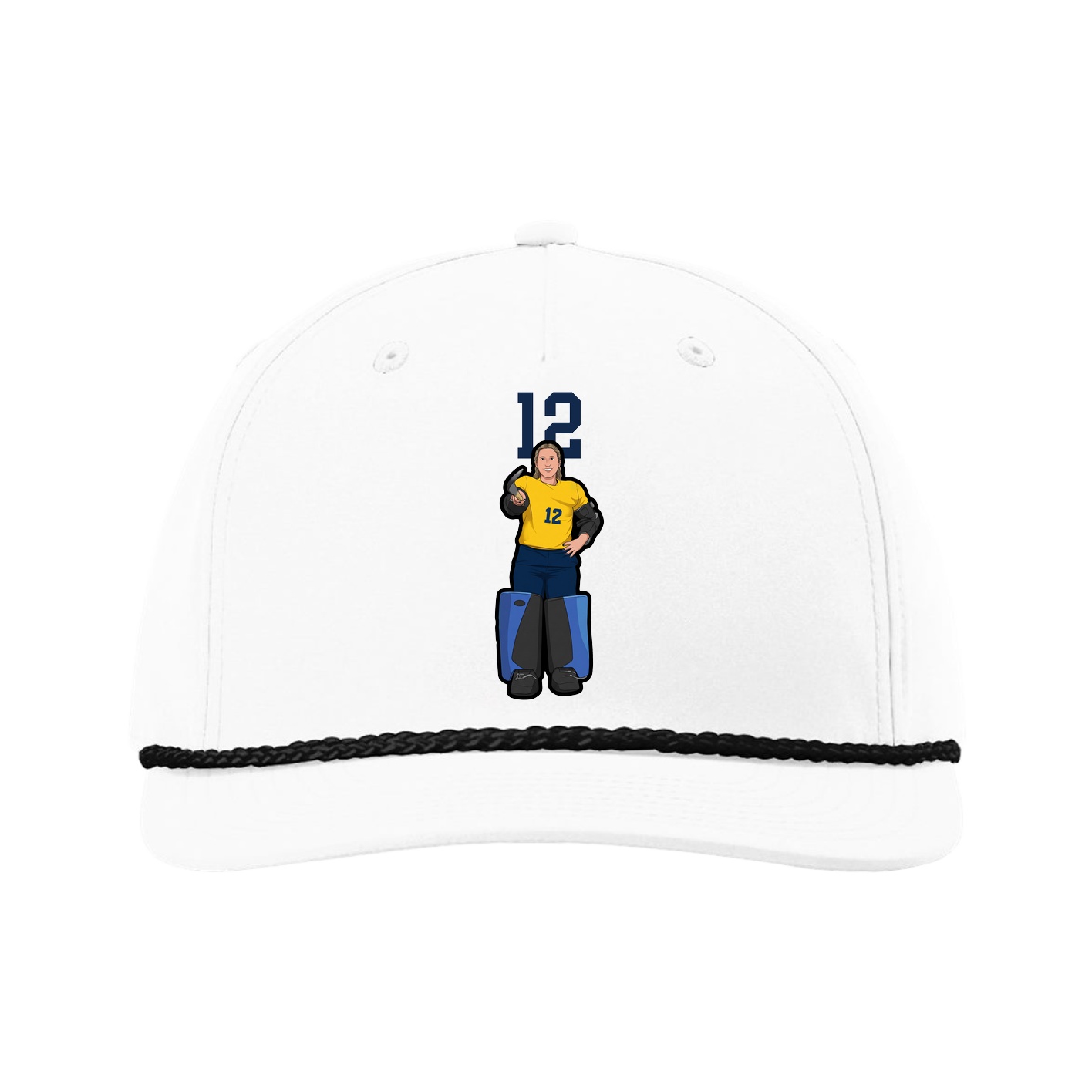 Five-Panel Classic Rope Cap — Number Top in White