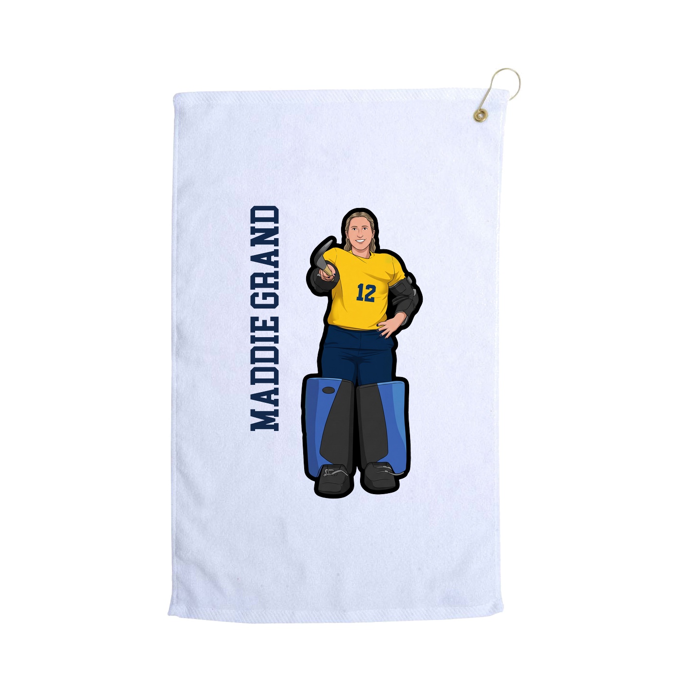 Golf Towel — Name Vertical in White