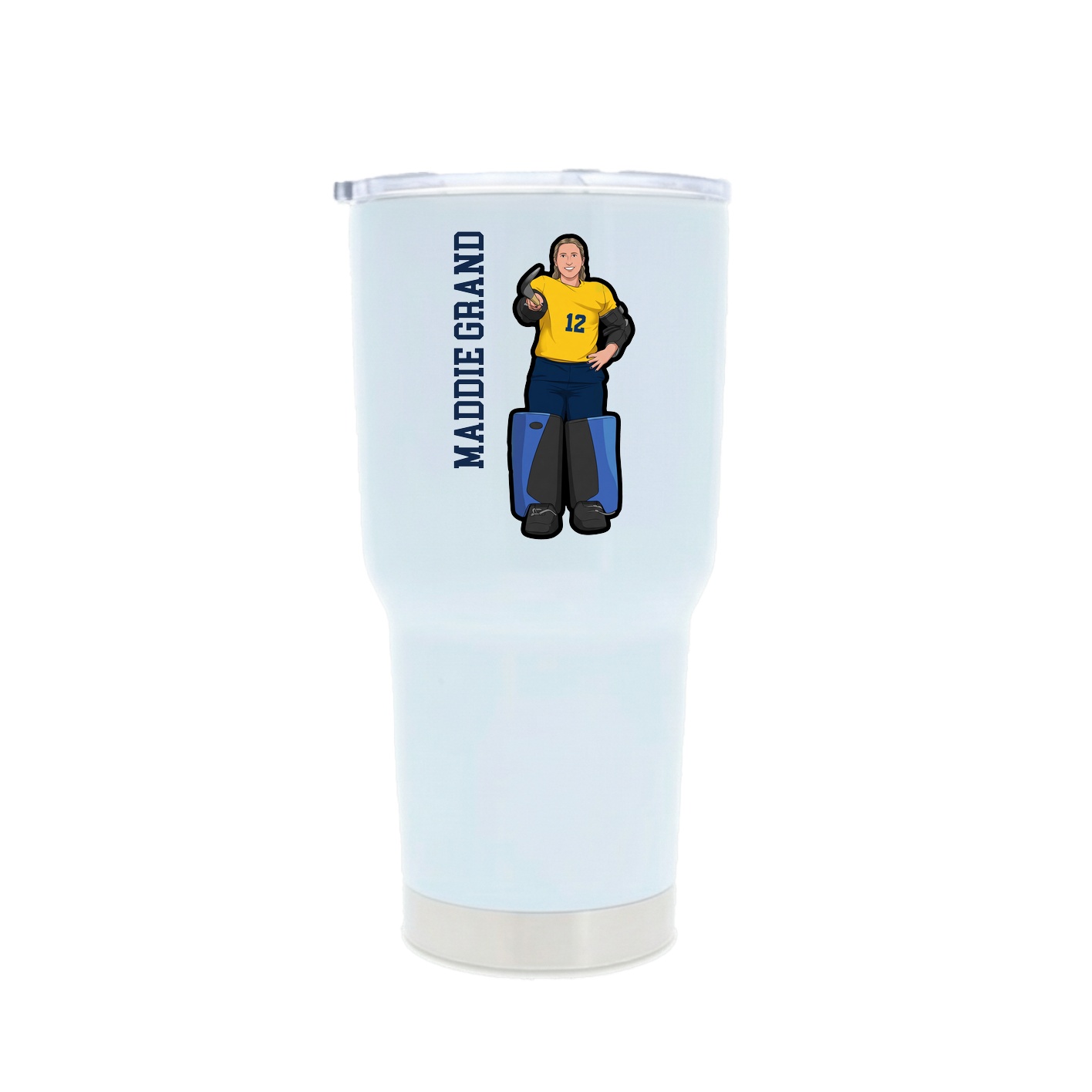 30oz Stainless Steel Tumbler — Name Vertical in White